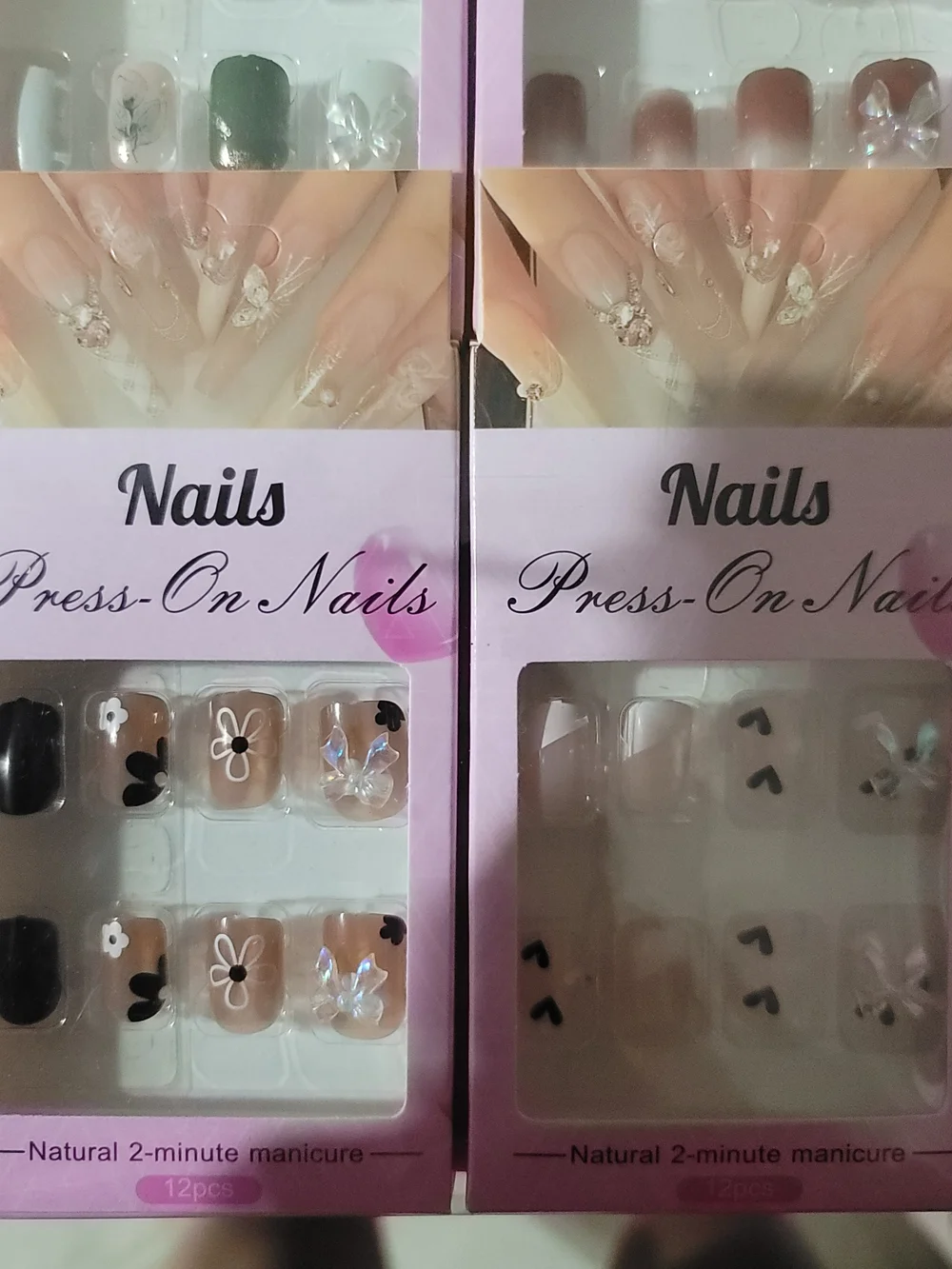 Assorted Press-On Nail Sets — Neutrals, Greens, Pinks & Accent Designs